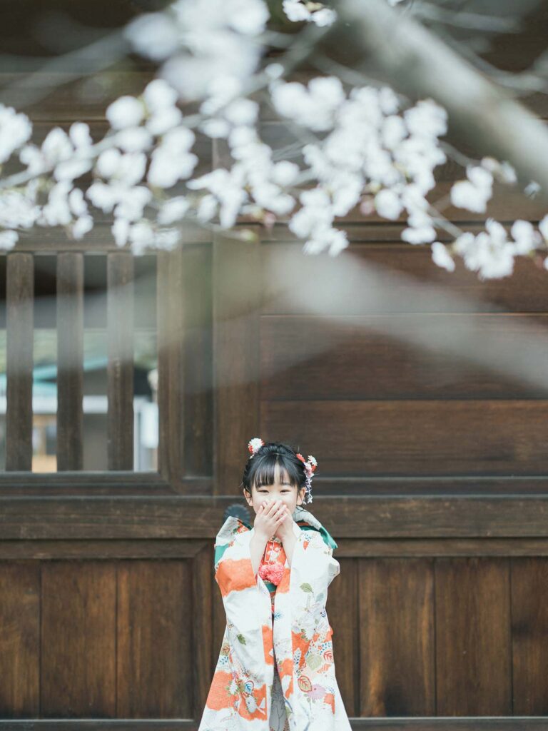 宇都宮二荒山神社、7歳七五三ロケ、えなちゃん！桜