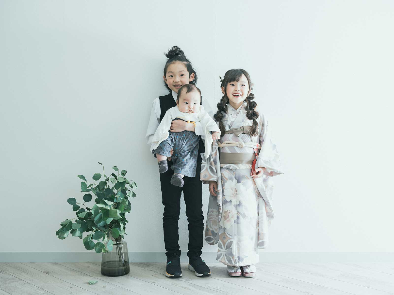 栃木県宇都宮市のフォトスタジオ、7歳七五三、こはなちゃん！姉弟写真、可愛い