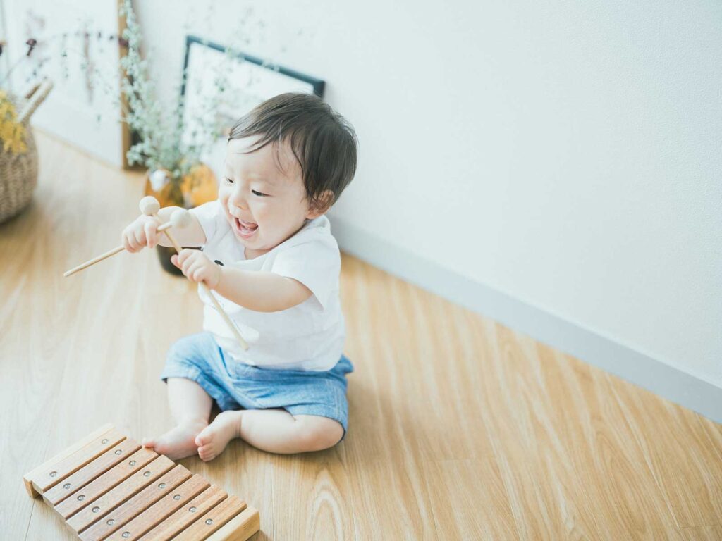 栃木県宇都宮市のフォトスタジオ、はるまくん1歳バースデーフォト！木琴