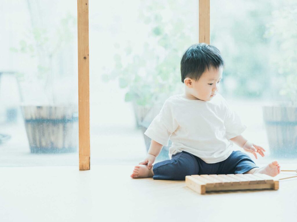 栃木県宇都宮市のフォトスタジオ、1歳バースデーフォト、しゅうとくん！木琴