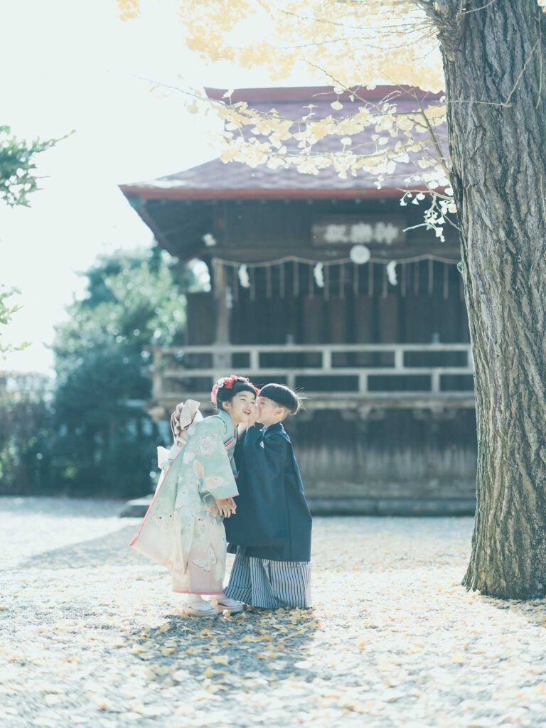 栃木県那須塩原市、黒磯神社、5歳、7歳七五三！ことこちゃん、さくくん！姉弟仲良し、二人着物で