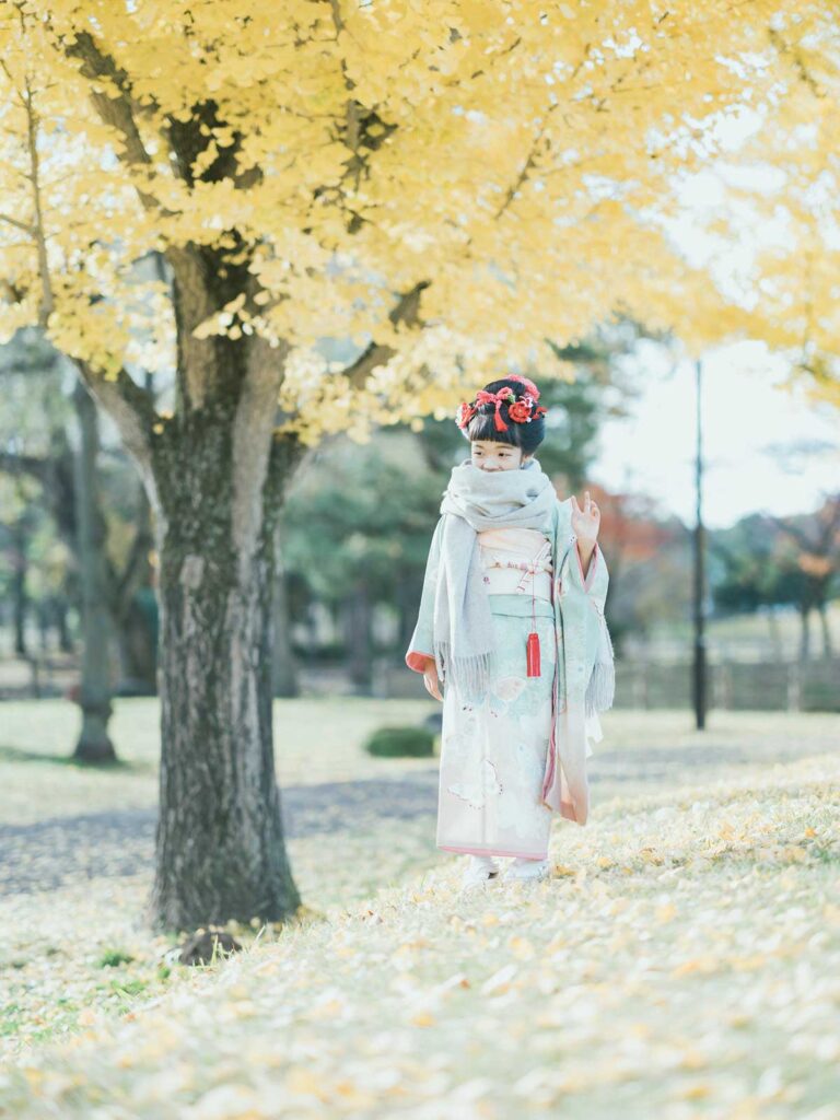 栃木県那須塩原市、那珂川河畔公園、5歳、7歳七五三！ことこちゃん！ストールコーデ、紅葉