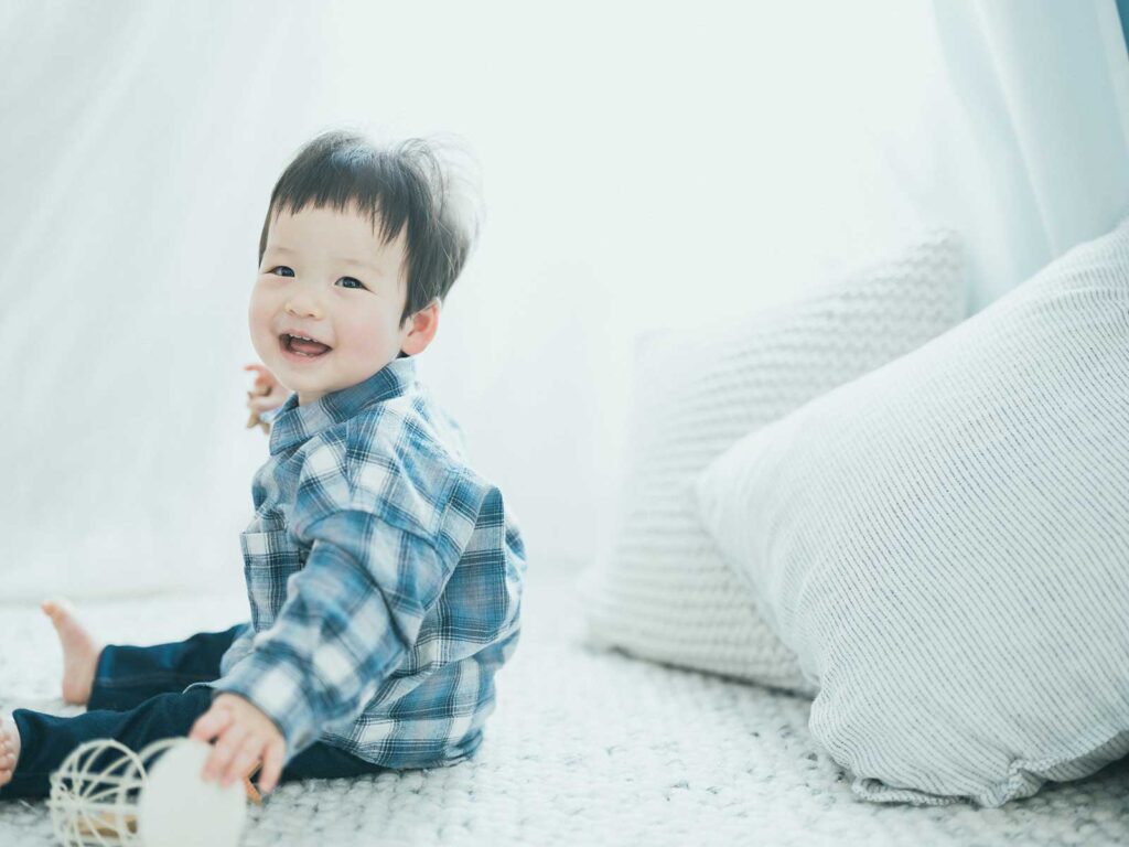 1歳バースデーフォト、いつきくん！楽しそう