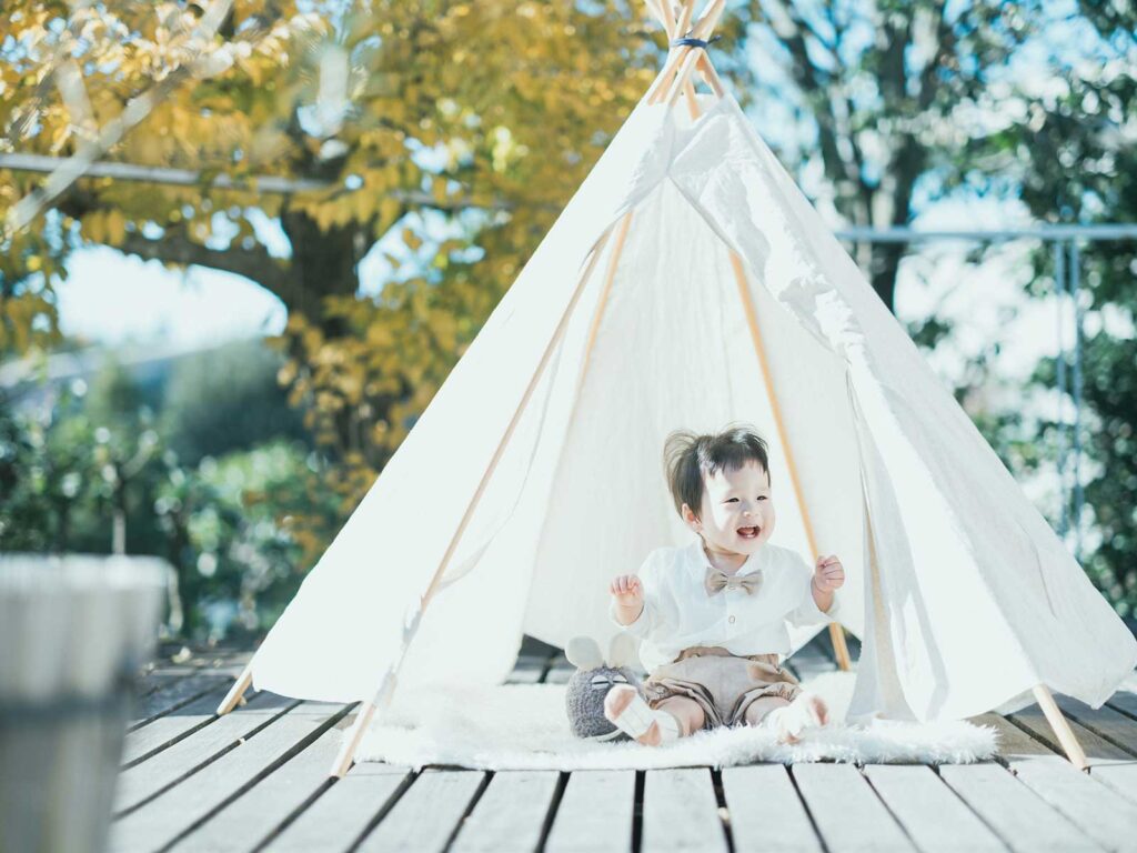 1歳バースデーフォト、いつきくん！ティピーテント