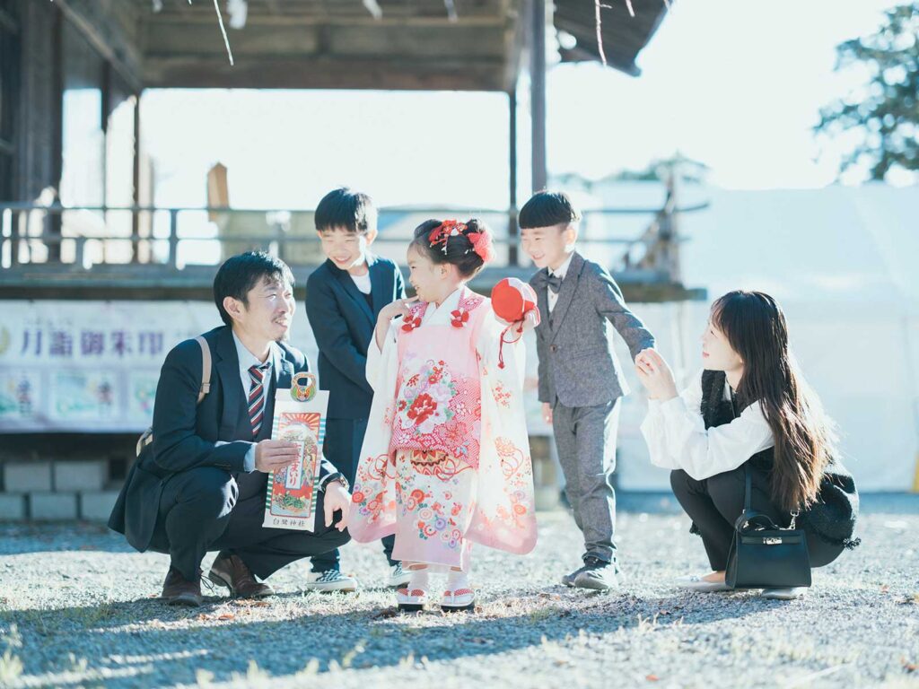 上三川町、白鷺神社七五三ロケ、さくらちゃん！家族写真