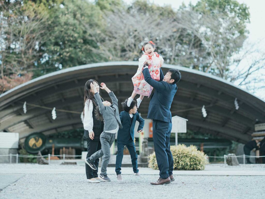 上三川町、白鷺神社七五三ロケ、さくらちゃん！家族写真