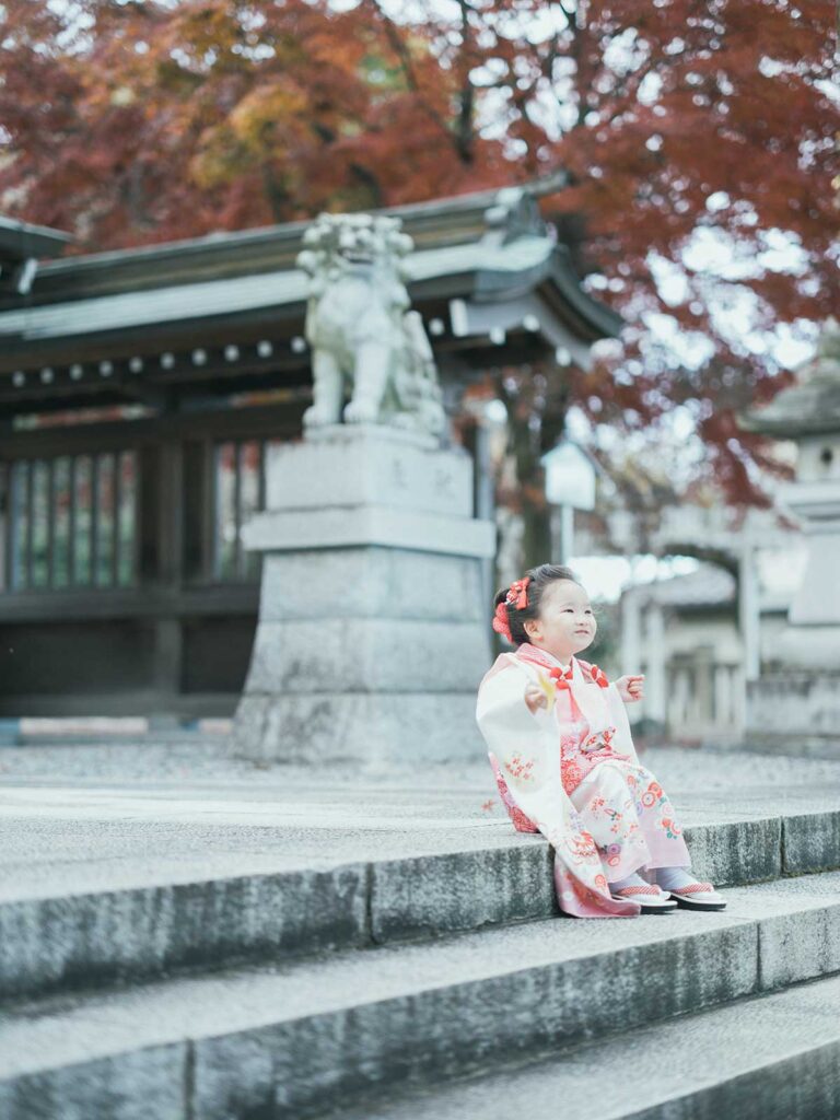 上三川町、白鷺神社七五三ロケ、さくらちゃん！日本髪、紅葉