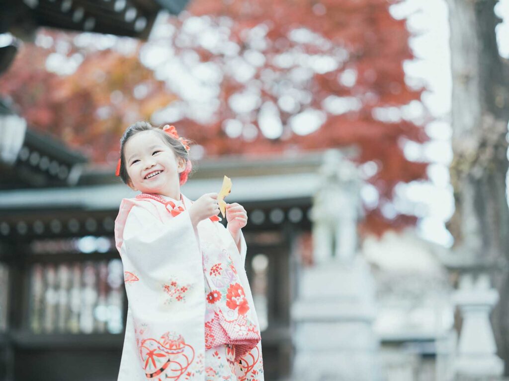 上三川町、白鷺神社七五三ロケ、さくらちゃん！紅葉