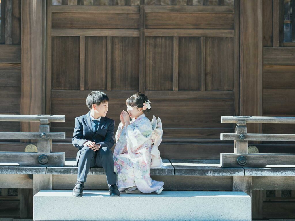 上三川町白鷺神社七五三ロケ、7歳七五三、めいちゃん！姉弟写真