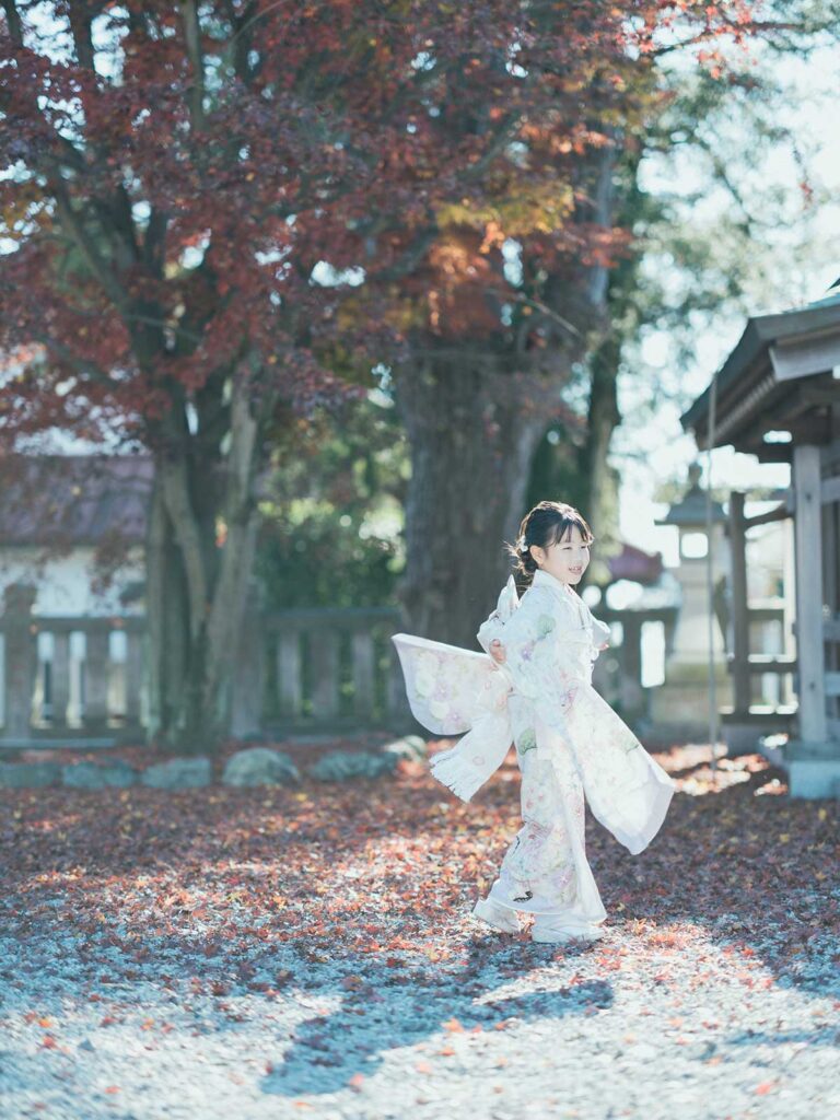 上三川町白鷺神社七五三ロケ、7歳七五三、めいちゃん！袖