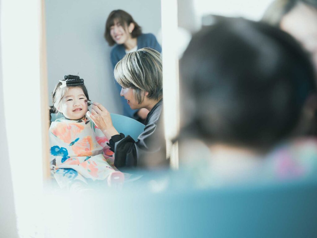 真岡市、大前神社、七五三ロケーション撮影、3歳七五三、つぐちゃん！メイクシーン