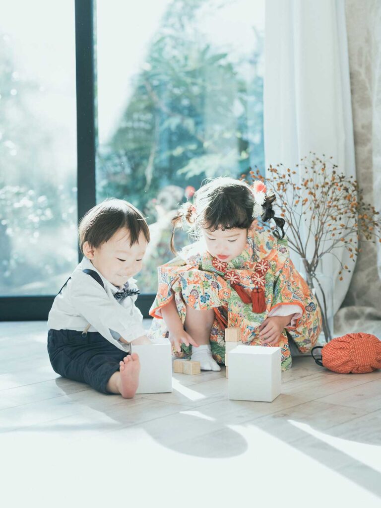 3歳七五三、おとはちゃん！姉弟写真