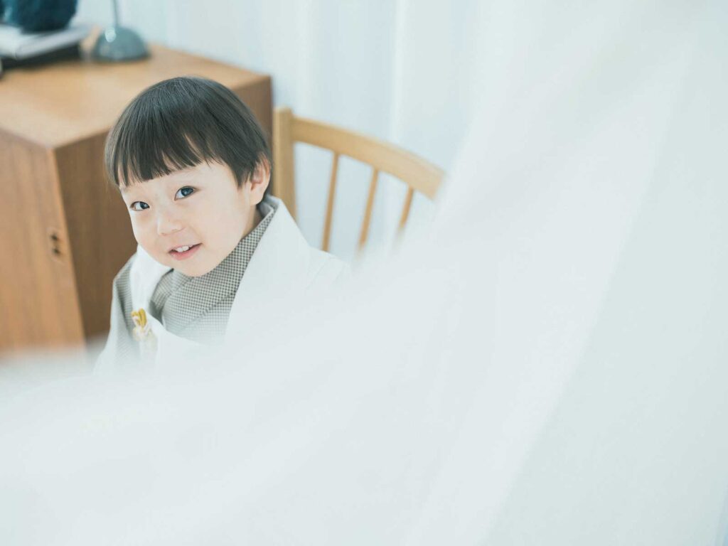 3歳男の子の七五三、さくとくん！