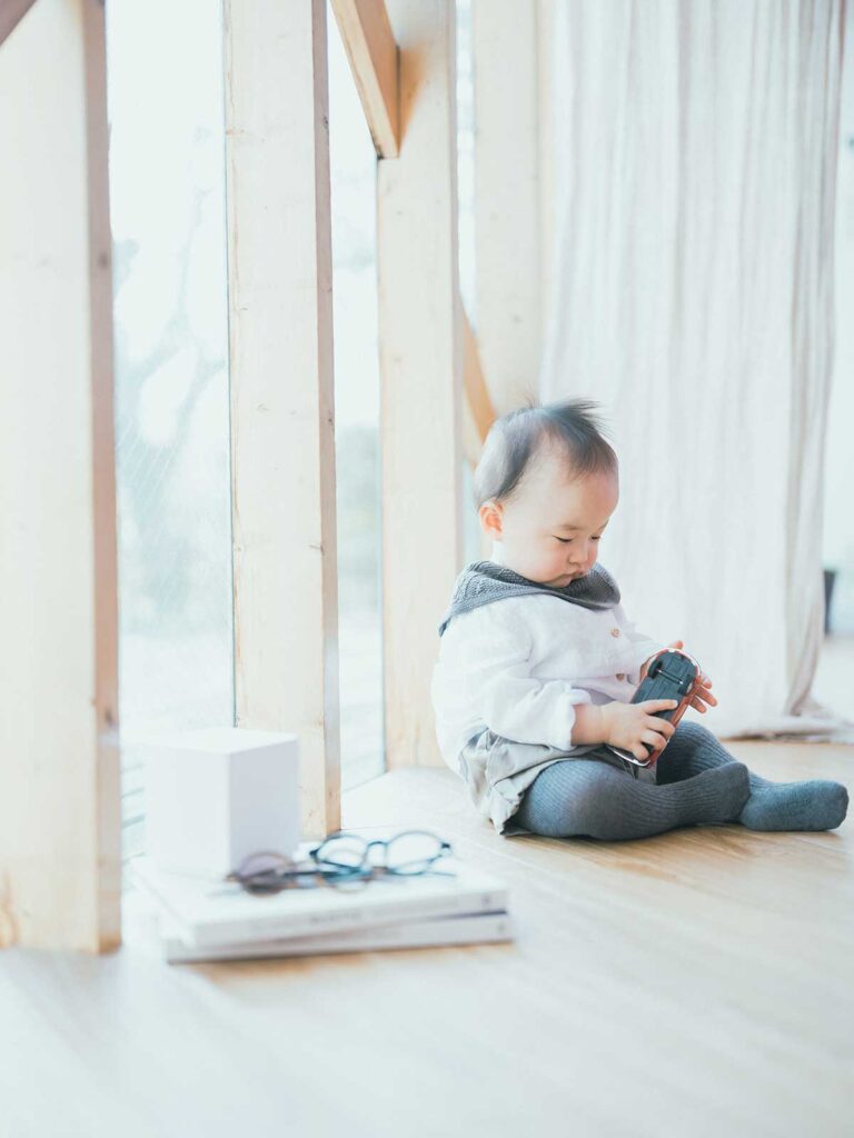 1歳バースデーフォト、まそらくん！おもちゃ