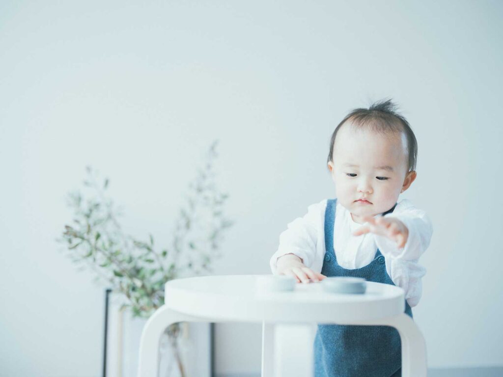 1歳バースデーフォト、まそらくん！サロペット