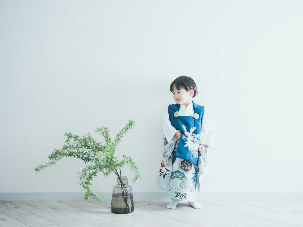 3歳男の子の七五三、りおくん！被布