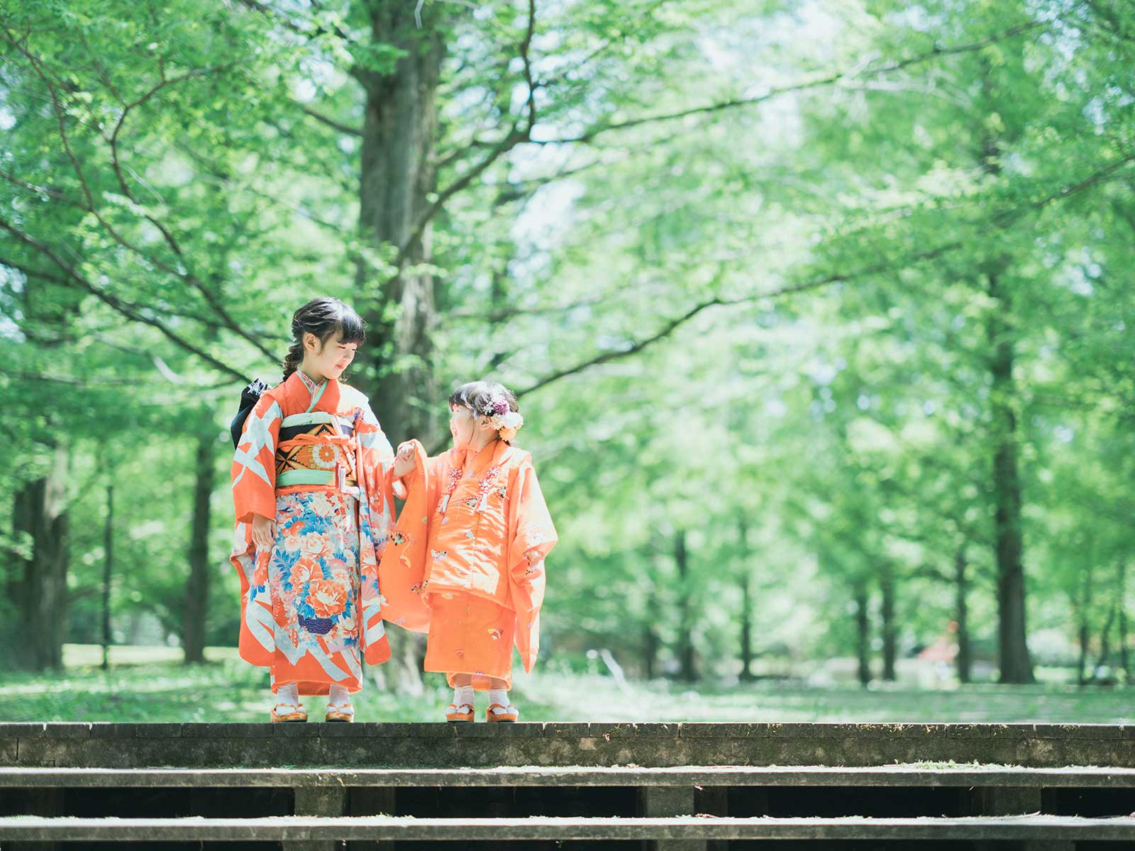 栃木県宇都宮市長岡公園、7才、3才、七五三