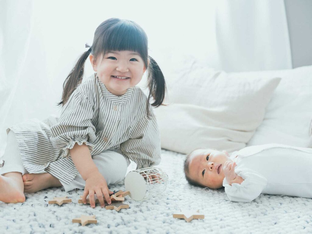 バースデーフォト、ゆうなちゃん！ベビーフォト、れいなちゃん！姉妹で