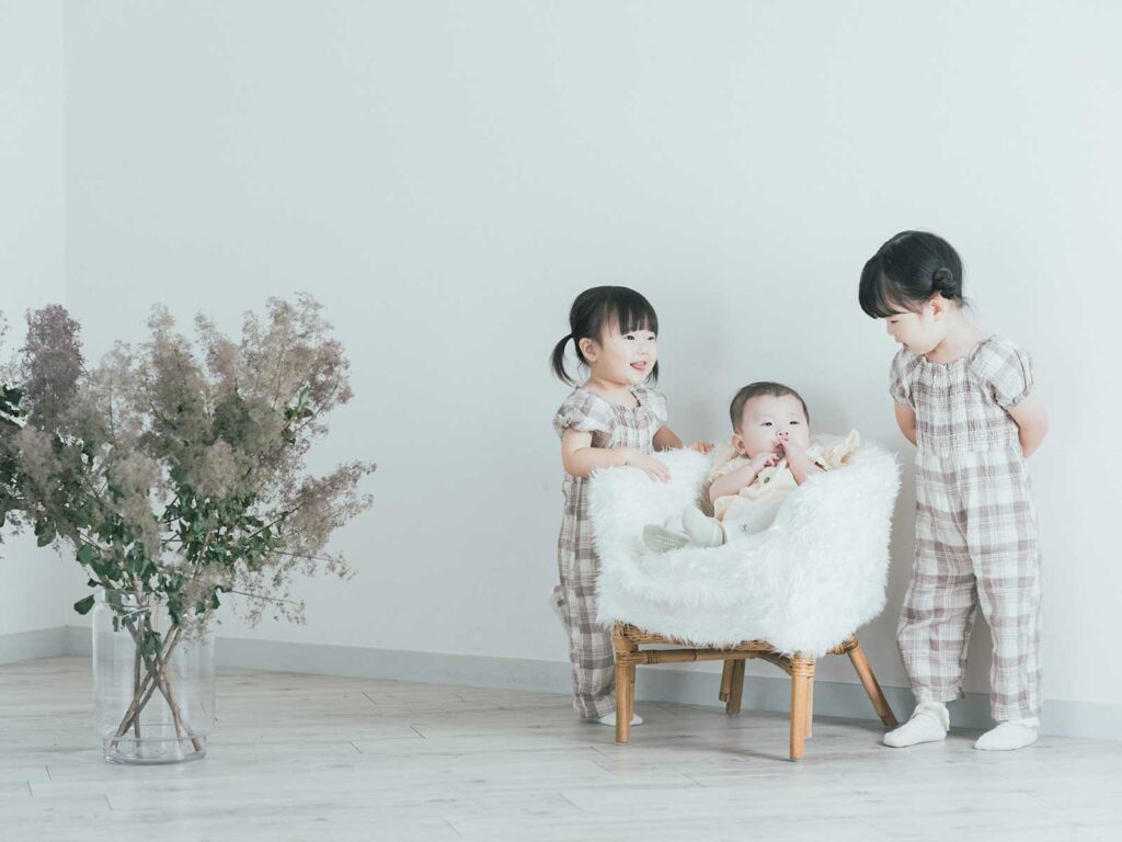 バースデーフォト、おとちゃん、なこちゃん！姉弟写真