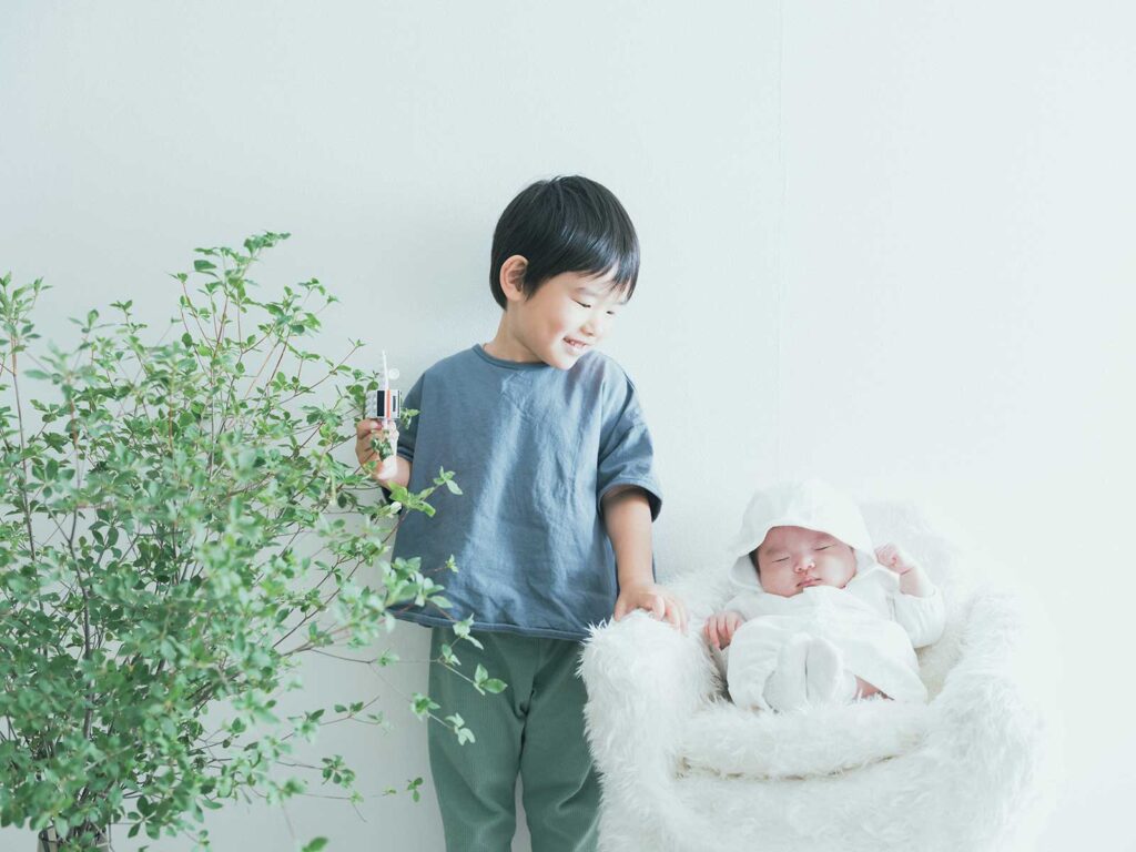 お宮参りフォト、しのちゃん！兄妹写真
