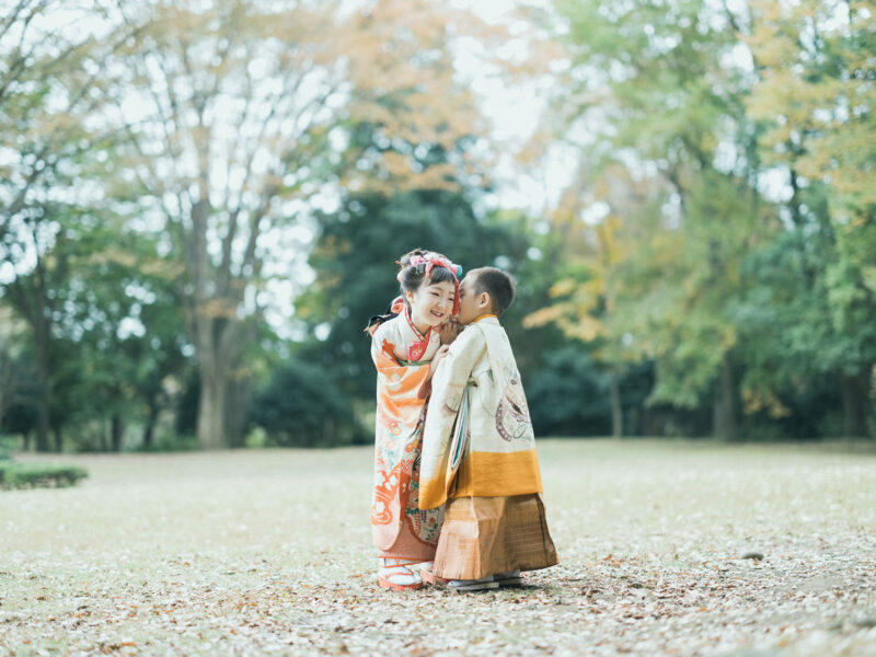 栃木県中央公園、七五三ロケ、7歳七五三ちはなちゃん、5歳七五三たすくくん！兄弟写真、仲良し