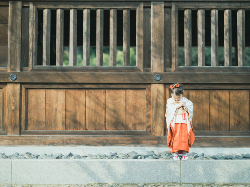 宇都宮二荒山神社、3歳七五三ロケ、あおいちゃん！落ち葉、紅葉