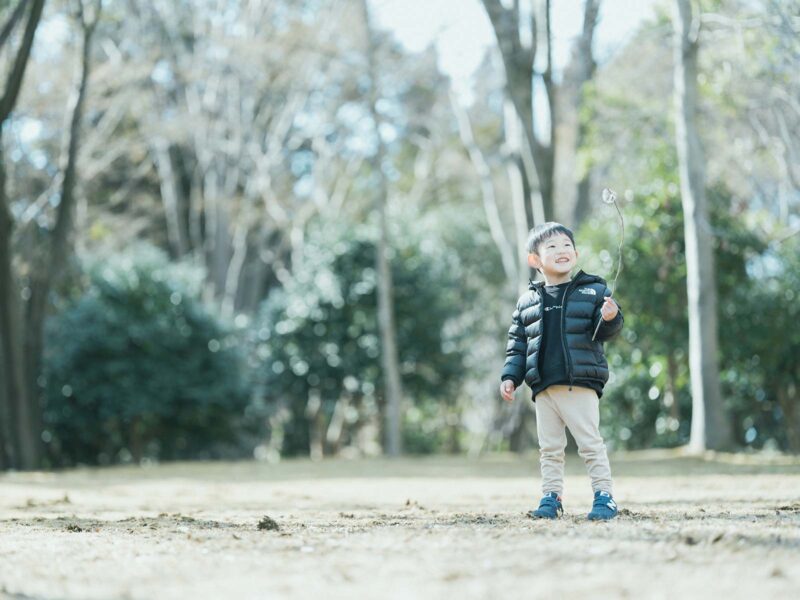栃木県中央公園、けいすけくん、家族写真！落ち葉