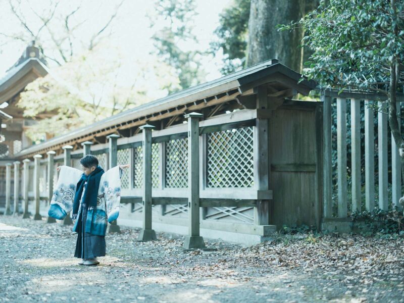 小山須賀神社、5歳七五三、かいとくん！ストールコーデ