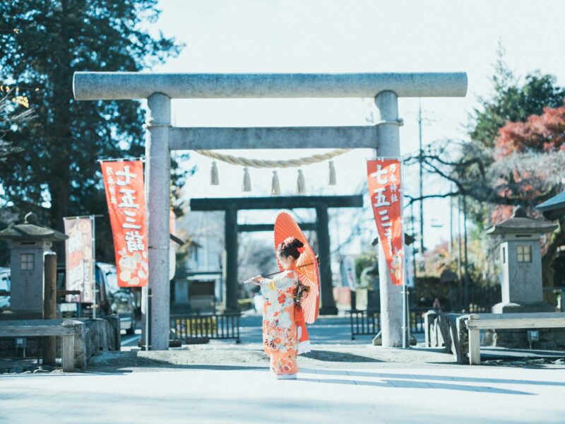 那須乃木神社、7歳七五三ロケ、うららちゃん！番傘